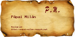Pápai Milán névjegykártya